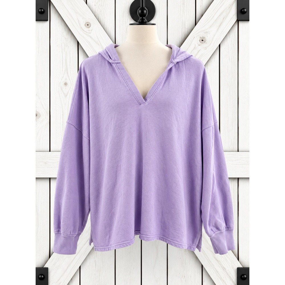Old Navy Hoodie Medium Purple V-Neck Drop Shoulder Long Sleeve Lavender Purple